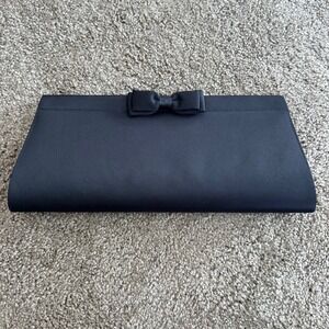 Black Bow Clutch‎ Evening Bag Formal Party Purse Magnetic Closure